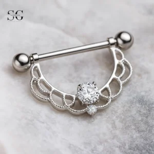 SGYS9035 Hollow D-Shaped Titanium Nipple Ring Wholesale