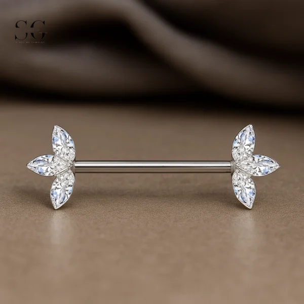 SGYS9037 Titanium Marquise CZ Nipple Jewelry Wholesale - Image 2