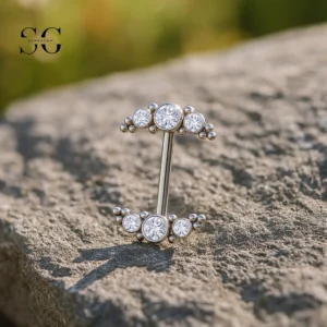 SG9042 Titanium Double Moon Nipple Piercing Jewelry