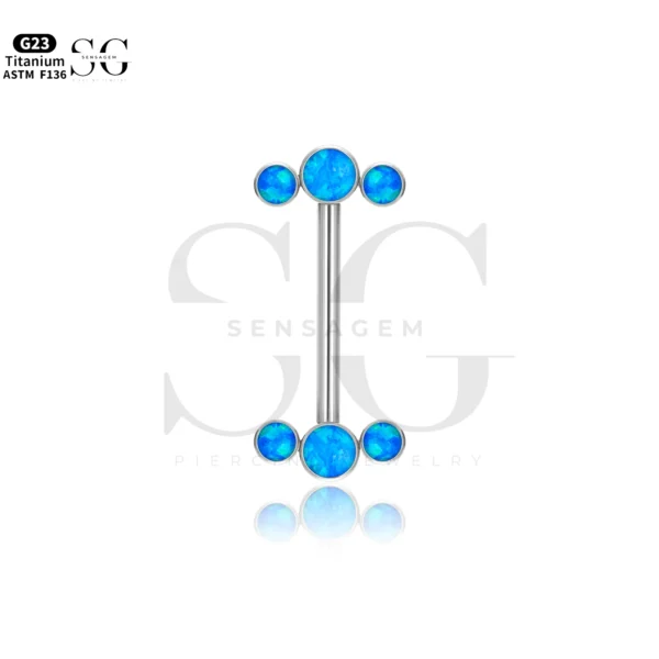 SGYS9023 Triple Gem Titanium Nipple Piercing Jewellery - Image 3