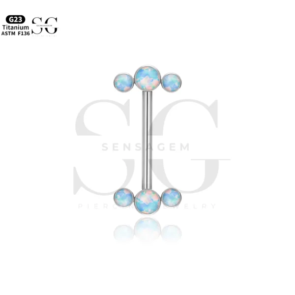 SGYS9023 Triple Gem Titanium Nipple Piercing Jewellery - Image 2