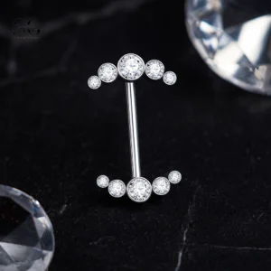 SGYS9025 Titanium Nipple Piercing Jewellery with 5 CZ Ends
