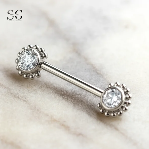 SGYS9026 - Round CZ Nipple Ring Implant Grade Titanium