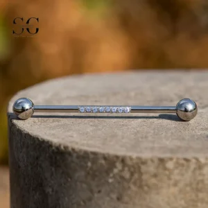 SGYS8021 Industrial Barbell with Center Zircon