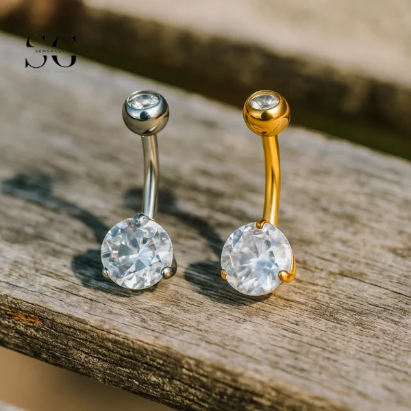 SG6018 - F136 Titanium Belly Ring with Customizable Colors