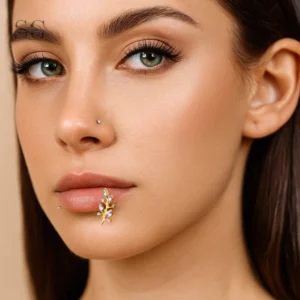 SG4071 - Branch Shape Zircon Labret in Titanium