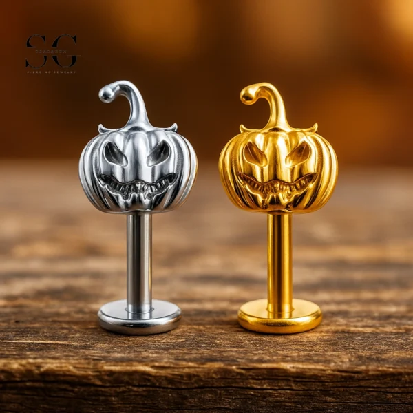 SG4124 - Pumpkin Head Titanium Labret for Helix Piercing