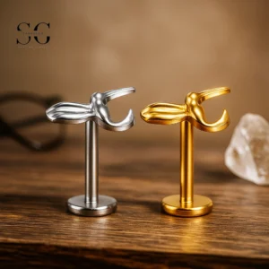 SG4129 - Bull Horn Titanium Labret for Daith Piercing
