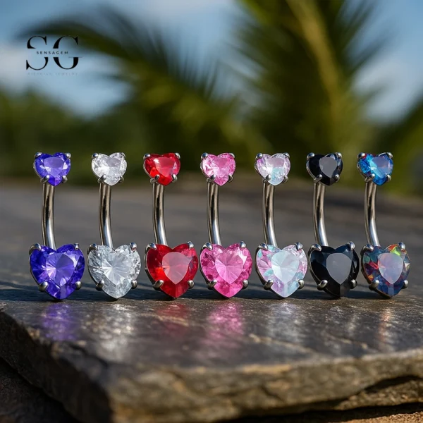 SG6014 - F136 Titanium Belly Ring with Colorful Zircon