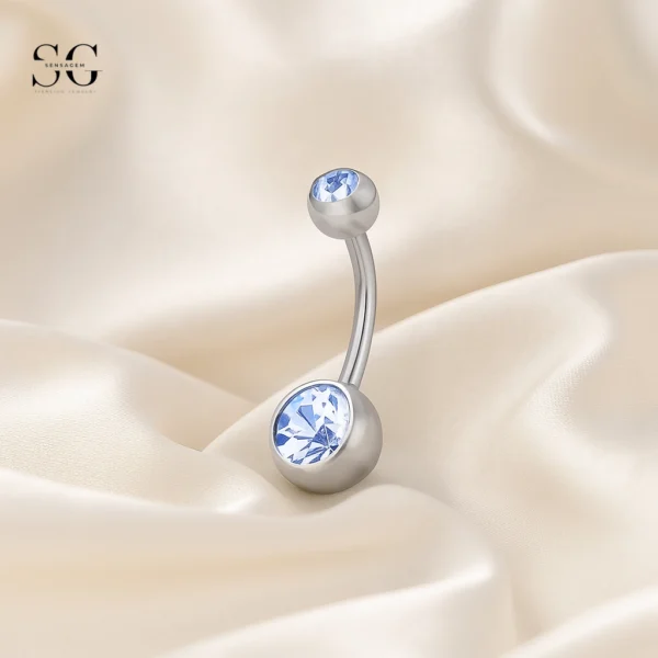 SGYS6015 Externally Threaded Navel Ring with Zircon