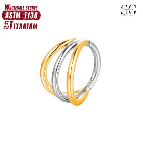 Sensagem GS574 F136 Titanium 3-Prong Multicolor Nose Ring - Image 3