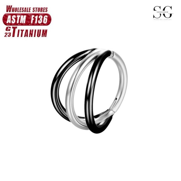 Sensagem GS574 F136 Titanium 3-Prong Multicolor Nose Ring - Image 2