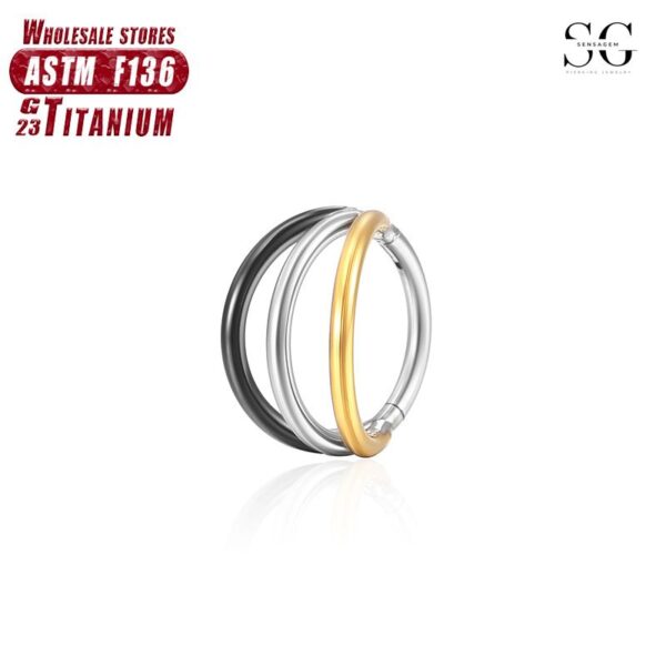 Sensagem GS574 F136 Titanium 3-Prong Multicolor Nose Ring