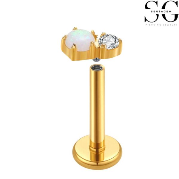 SGYS1045 Gourd-Shaped G23 Titanium Labret with Zircon Gemstone - Image 2