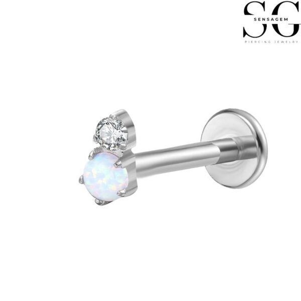 SGYS1045 Gourd-Shaped G23 Titanium Labret with Zircon Gemstone