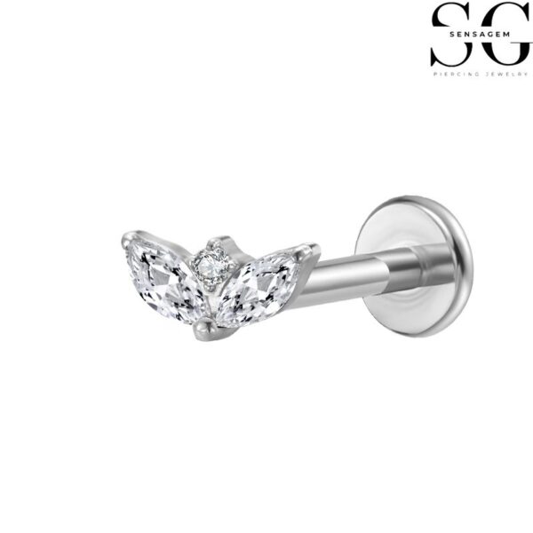 SGYS1046 Thick Eyebrow-Shaped G23 Titanium Labret with Zircon Gemstone