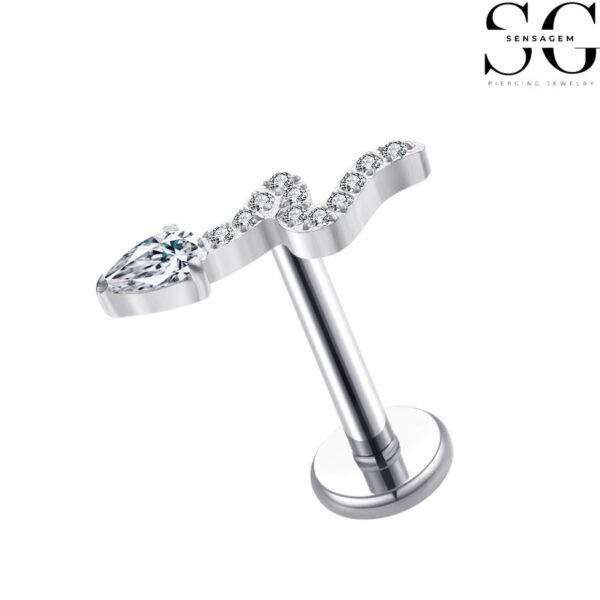 SGYS1048 Snake-Shaped G23 Titanium Labret with Zircon Gemstone