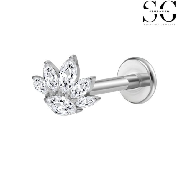 SGYS1051 Ice Flower G23 Titanium Labret for Lip and Ear Piercings