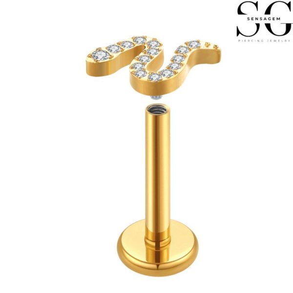 SGYS1059 Titanium Labret Stud - Snake-Shaped Implant-Grade G23 Titanium - Image 2