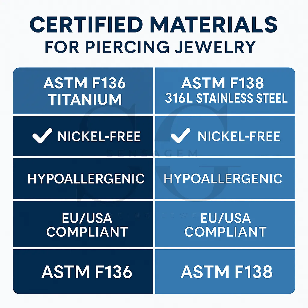 Piercing Jewelry Certification: Understanding Stainless Steel & Titanium Materials 1 ASTM F136 titanium vs 316L stainless steel certification chart