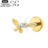 SGYS1001 Butterfly Design with Single Zircon Internal Thread Labret