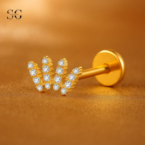 SGYS1003 Internal Thread Labret with Zircon Lightning and Chain Design