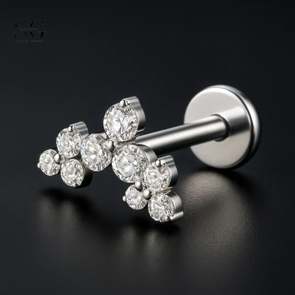SGYS1005 Internal Thread Labret with Heart Zircon