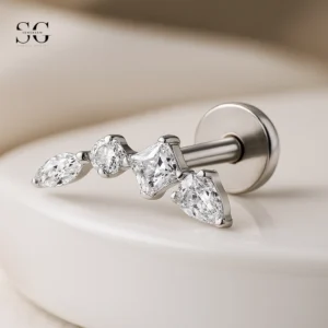SGYS1012 Intern tråd labret med en rad med fire zirkoner