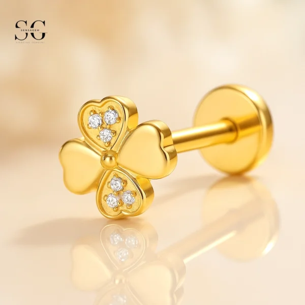 SGYS1020 Internal Thread Labret with Rose Design and Zircon