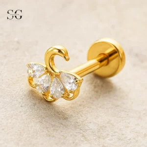 SGYS102021 THREEL ENTRADO LABRET Titanium de design de design pequeno de cisne do cisne