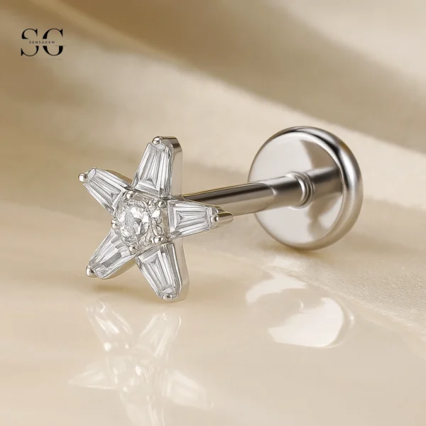 SGYS1031 Internal Thread Labret with Zircon Star Design