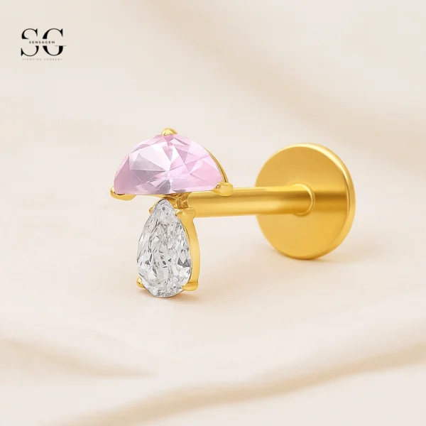 SGYS1041 Umbrella-Shaped G23 Titanium Labret with Multicolor Zircon Gemstones - Image 4