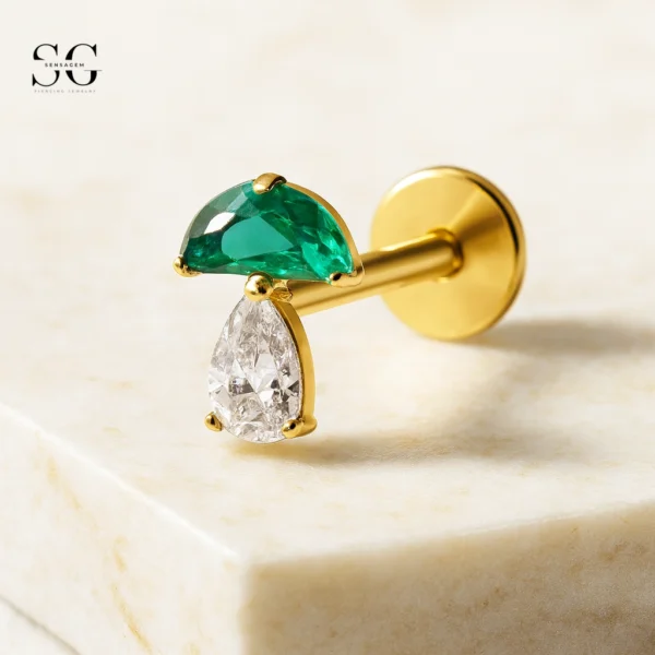SGYS1041 Umbrella-Shaped G23 Titanium Labret with Multicolor Zircon Gemstones