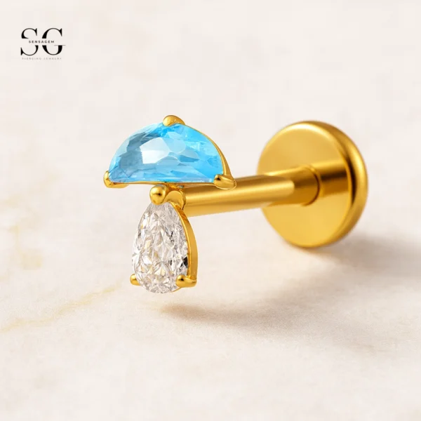SGYS1041 Umbrella-Shaped G23 Titanium Labret with Multicolor Zircon Gemstones - Image 3