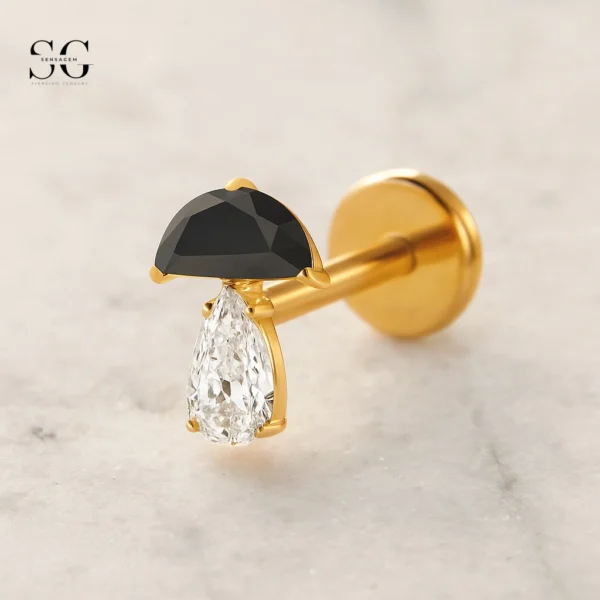 SGYS1041 Umbrella-Shaped G23 Titanium Labret with Multicolor Zircon Gemstones - Image 2