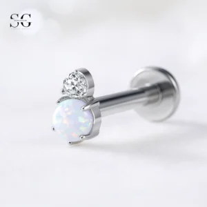 SGYS1045 Gourd-Shaped G23 Titanium Labret with Zircon Gemstone