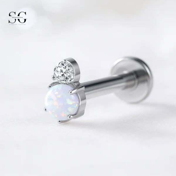 SGYS1045 Gourd-Shaped G23 Titanium Labret with Zircon Gemstone