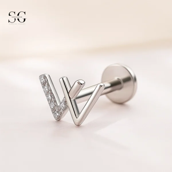 SGYS1052 W-Shaped G23 Titanium Labret for Lip and Ear Piercings