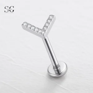 SGYS1057 Labret Stud Nose Piercing - L-Shaped Implant-Grade G23 Titanium