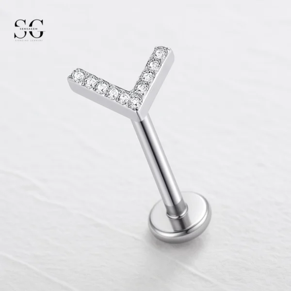 SGYS1057 Labret Stud Nose Piercing - L-Shaped Implant-Grade G23 Titanium