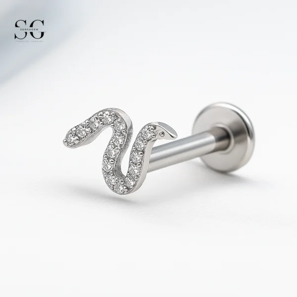 SGYS1059 Titanium Labret Stud - Snake-Shaped Implant-Grade G23 Titanium
