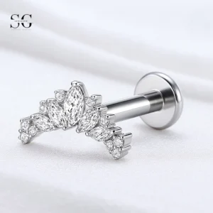 Серьги-гвоздики SGYS1060 Labret - Титан G23 с несколькими драгоценными камнями для имплантатов