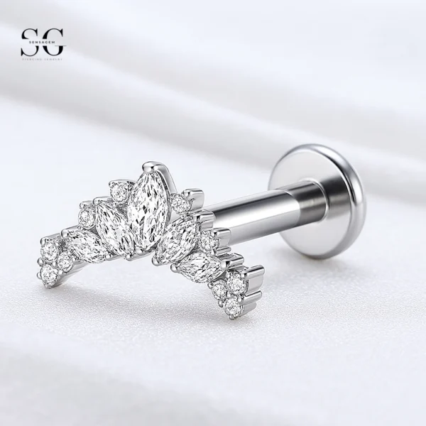SGYS1060 Labret Stud Earrings - Multi-Gem Implant-Grade G23 Titanium