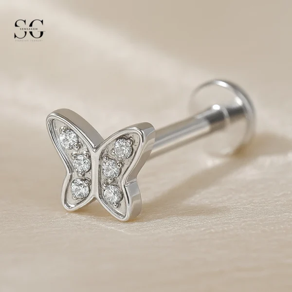 SGYS1065 Internal Thread Labret – F136 Titanium Butterfly Design Body Jewelry