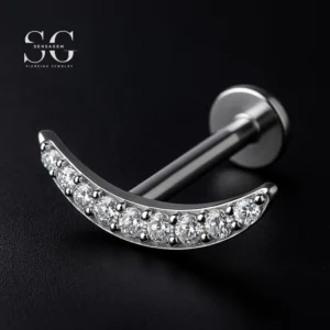 SGYS1067 Internal Thread Labret – F136 Titanium Scimitar Design Body Jewelry Factory