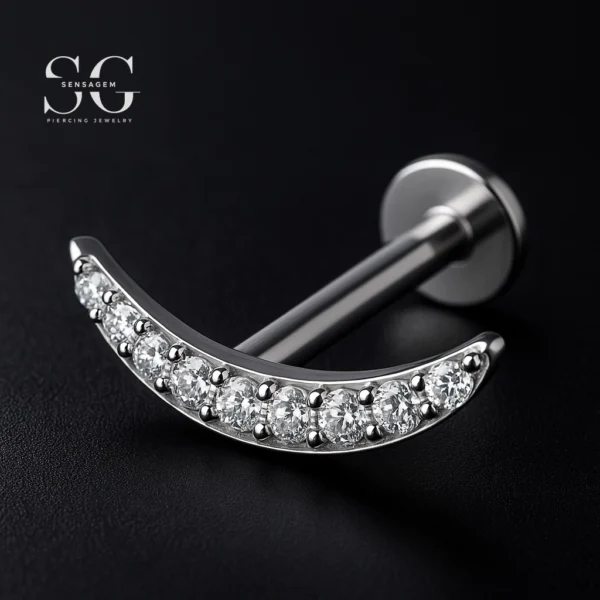 SGYS1067 Internal Thread Labret – F136 Titanium Scimitar Design Body Jewelry Factory