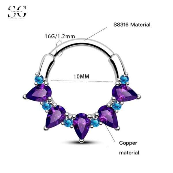 Sensagem SG555 Multipurpose Nose Ring, Stainless Steel, 1.2*10mm - Image 2