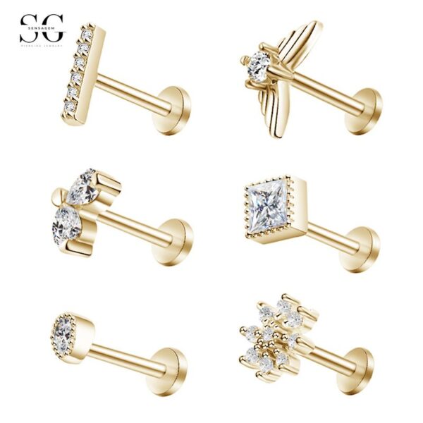 Sensagem SG549 Heart-Shaped Stainless Steel Lip Stud with Zircon, 16G Piercing - Image 3