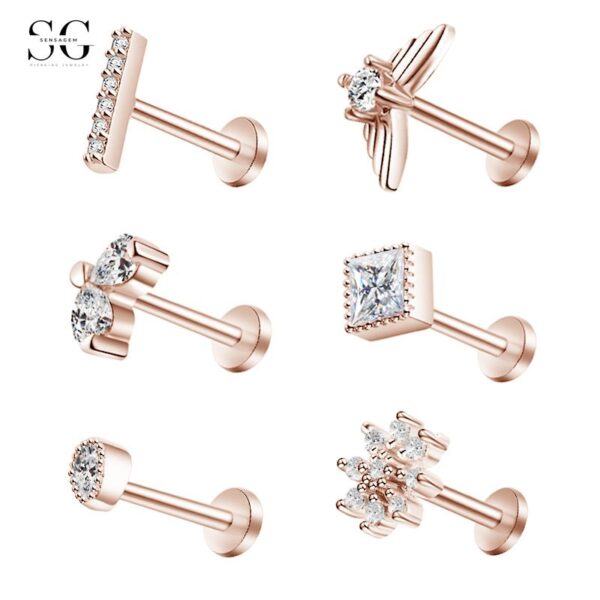 Sensagem SG549 Heart-Shaped Stainless Steel Lip Stud with Zircon, 16G Piercing - Image 2