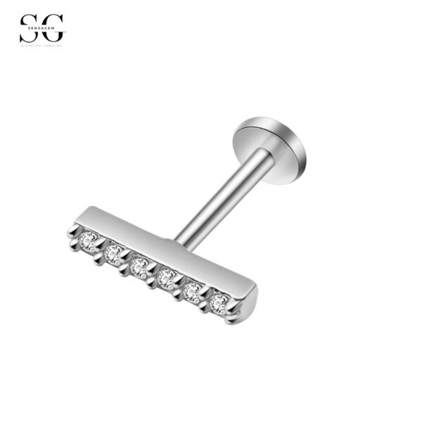 Sensagem SG549 Heart-Shaped Stainless Steel Lip Stud with Zircon, 16G Piercing - Image 9